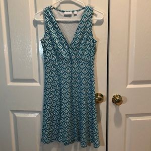 turquoise and white patterned dress